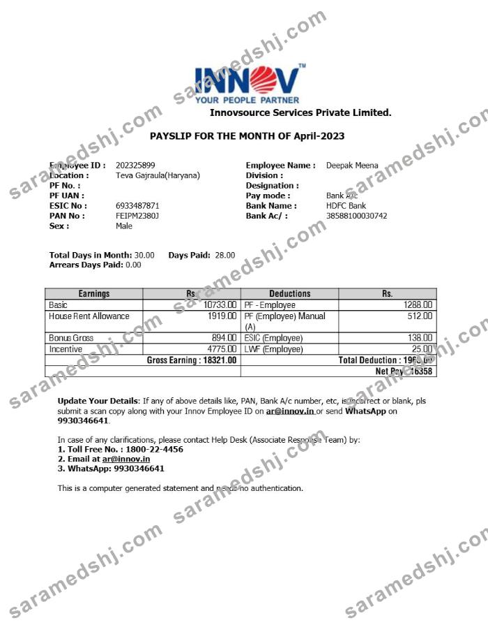 Innovsource Services staffing company payslip template in Word and PDF formats.pdf, 1